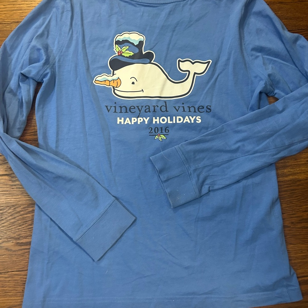 Vineyard Vines Blue Festive Whale Long Sleeve